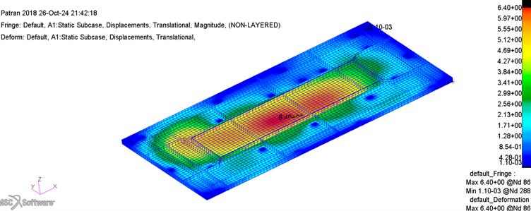 Static Structural Analysis of a Composite Panel Under Gravity & Wind Loadings — Shell and flange FE model of a stiffened composite panel, verified under gravity and wind load cases.